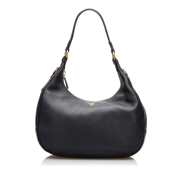Prada Handbags - *Sold*  PRADA Black Vitello Daino Leather Zip-Top Hobo Bag BR4311